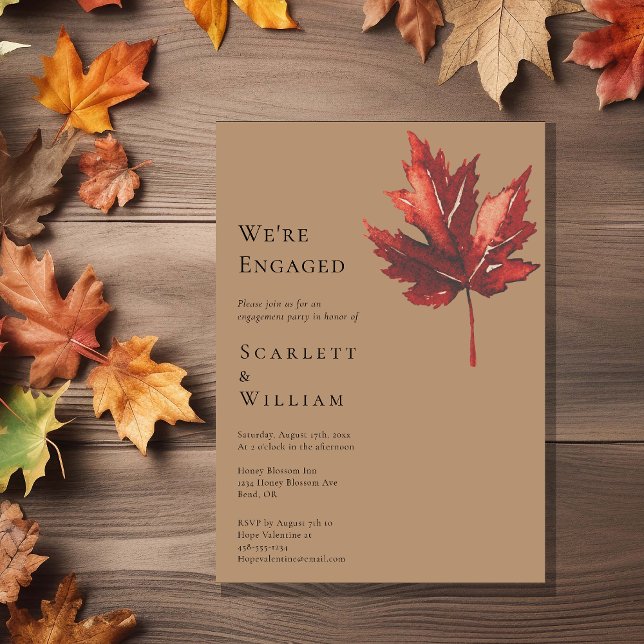 Invitation Simples feuilles de chute Terracotta Nous sommes e (Créateur téléchargé)