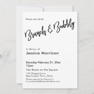 Invitation Simples typographie du brunch noir et blanc et de