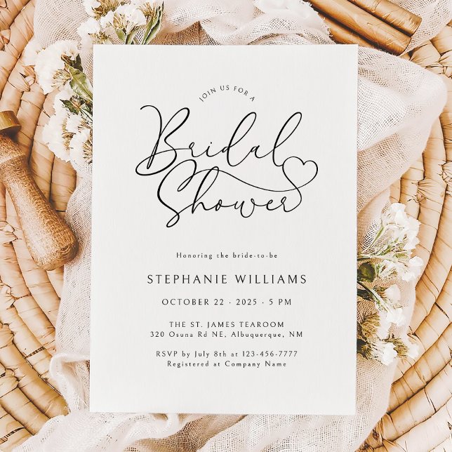 Invitation Simplicité de script de coeur de la douche nuptial (Créateur téléchargé)