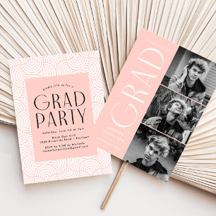 Invitation Simplicité moderne Blush 3 Photo Graduation Party
