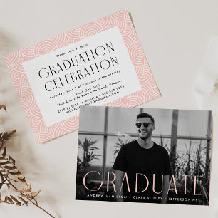 Invitation Simplicité moderne Blush Photo Graduation Party
