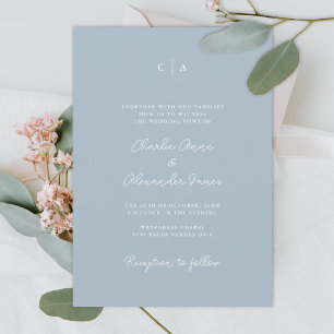 Invitation Simplicité   Monogramme minimaliste Dusty Blue