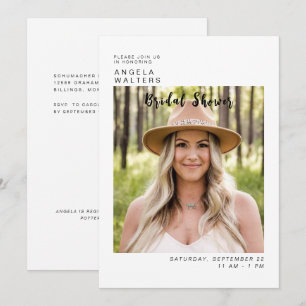 Invitation Simply Bride Photo White Fête des mariées