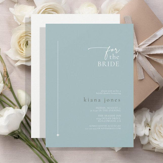 Invitation Simply Chic Fête des mariées Dusty Turquoise ID104 (Créateur téléchargé)