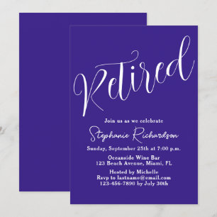 Invitation Simply Modern Script Dark Purple Retirement
