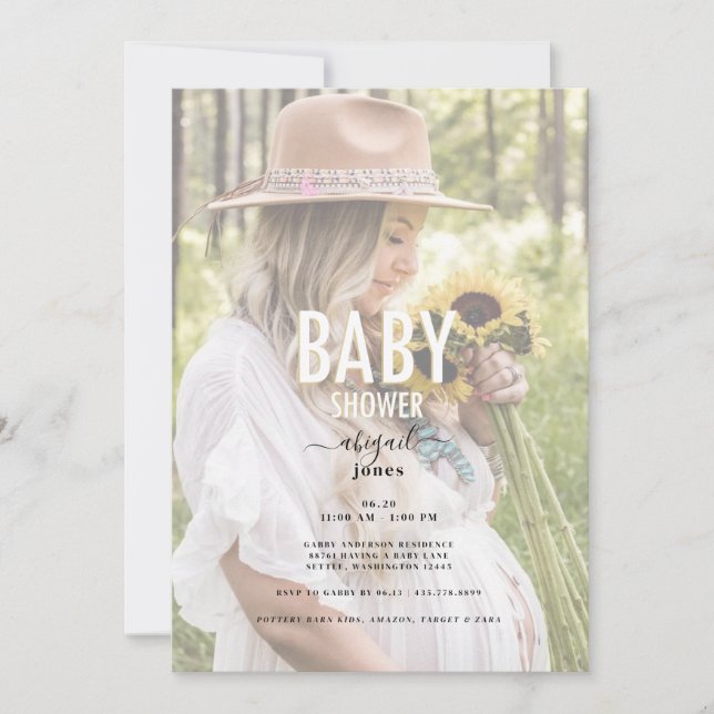 Invitation Simply Mom Baby shower Photo (Devant)