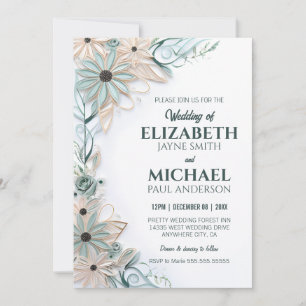 Invitation Simulation de recouvrement de papier Mariage flora