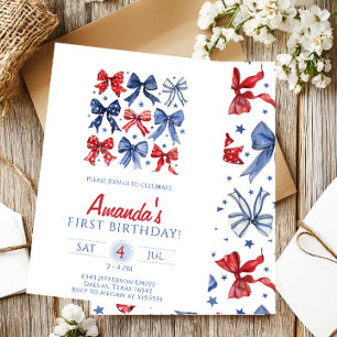 Invitation S'incline pour un anniversaire le quatre juillet