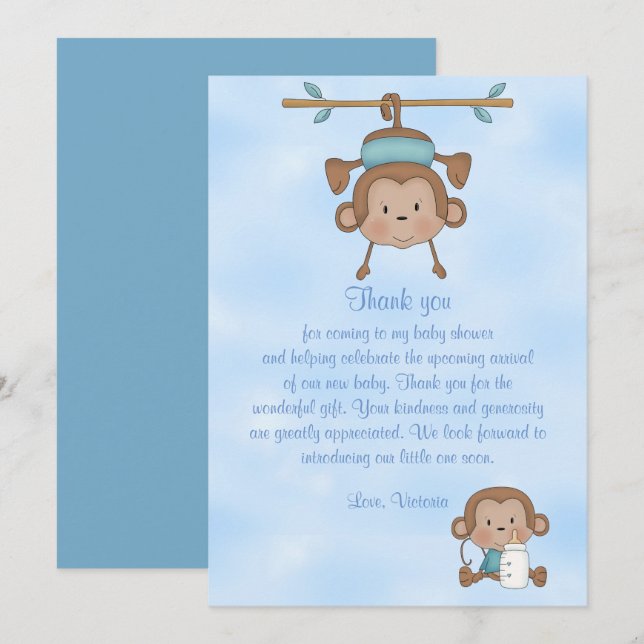 Invitation Singe de bébé de baby shower (Devant / Derrière)