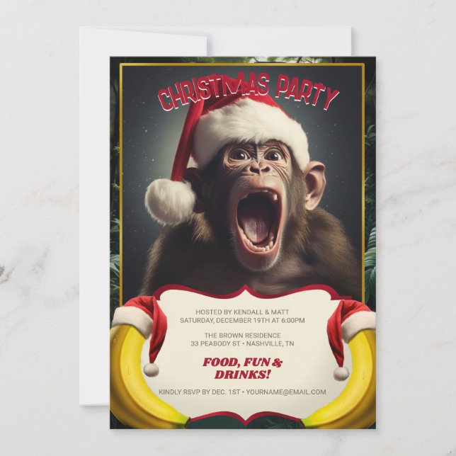 Invitation Singe de Noël (Devant)