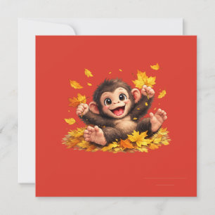Invitation Singe souriant aux grands yeux ludique tropical 