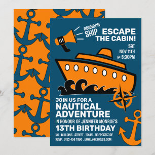 Invitation Sinking Ship Theme Escape Room, fête d'anniversair