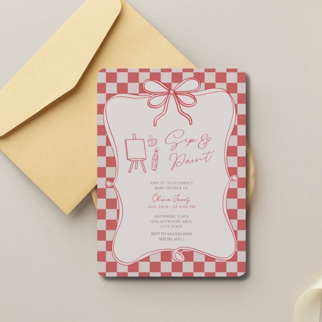 Invitation Sip and paint baby shower (Créateur téléchargé)