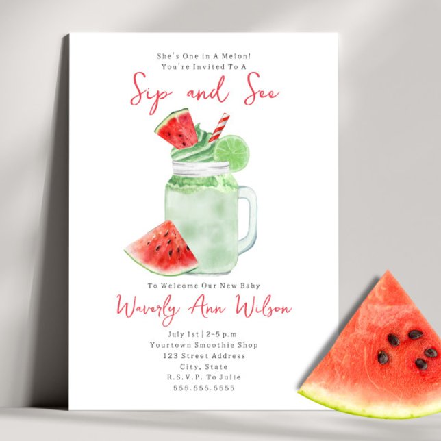 Invitation Sip and See Watermelon Smoothie (Créateur téléchargé)