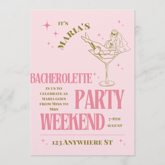Invitation Sip, Celebrate, & Sparkle – Bachelorette Bash (Devant)