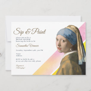 Invitation Sip et Paint Art Artist Fête des mariées d'événeme