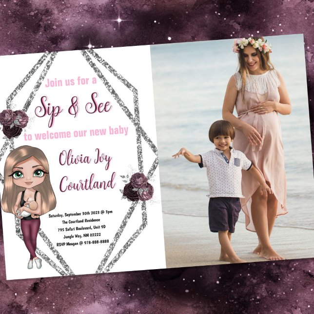 Invitation Sip & See Nursing Mother with Newborn Baby shower (Sip & See Nursing Mom with Newborn Baby)
