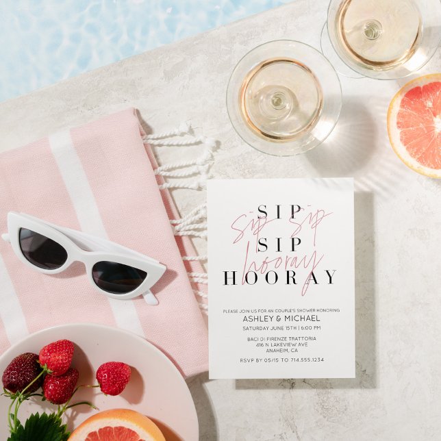 Invitation Sip Sip Hooray Black White Photo Couple's Shower (Sip Sip Hooray: Toast to Love at Our Modern Couples Shower)