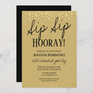 Invitation Sip Sip Hooray Elegant Gold Retraite Party Invit