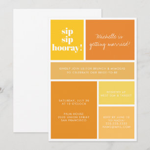 Invitation Sip Sip Hooray Jaune Orange Bridal Brunch Douche
