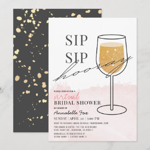 Invitation Sip Sip Sip Hooray Wine Glass Fête de l'mariée vir