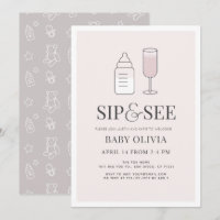 Sip & Voir Champagne Bouteille Baby shower rose