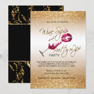 Invitation Sips de vin et jolie fête des lèvres