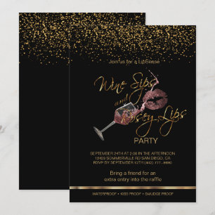 Invitation Sips de vin et lèvres Rosey