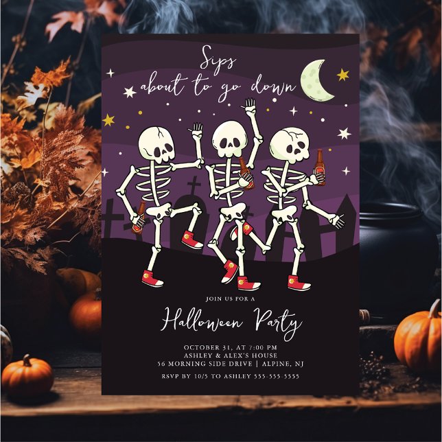 Invitation Sips Sur Le Point De Descendre Le Parti Halloween (Créateur téléchargé)