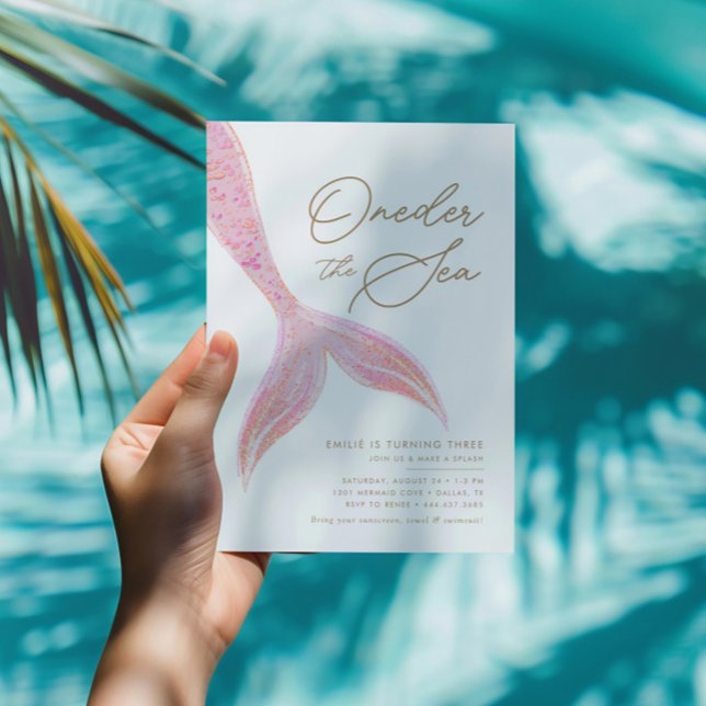 Invitation Sirène à l'envers des filles de la mer Jolie rose  (Créateur téléchargé)