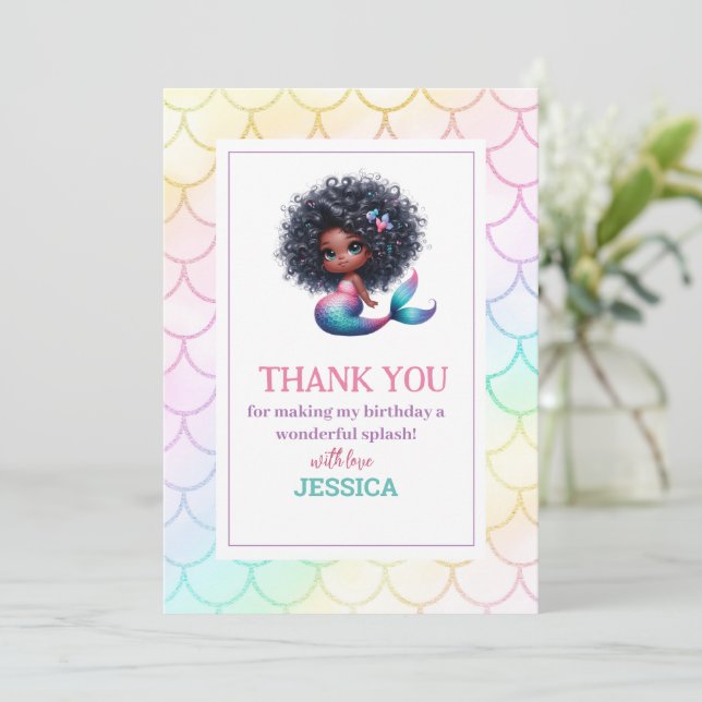 Invitation Sirène Africaine Américaine 5E Anniversaire (Debout devant)
