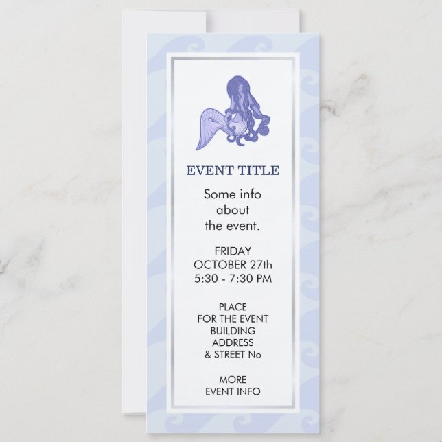 Invitation Sirène assise bleue (Dos)