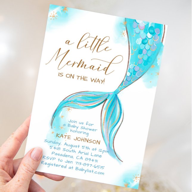 Invitation Sirène Bleue Sous Le Baby shower Océanique (Créateur téléchargé)