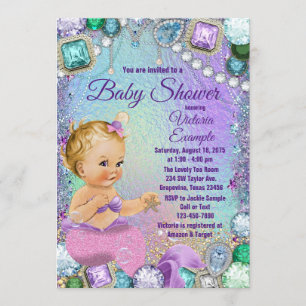 Invitation Sirène Blonde Rose Fête de Naissance Sirène