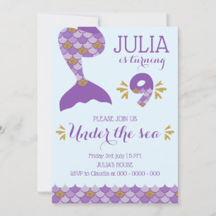 Invitation Sirène d'anniversaire Sirène Numéro 9