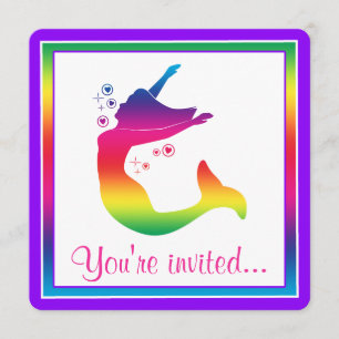 Invitation Sirène d'arc-en-ciel dans le joyeux anniversaire