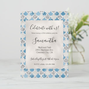 Invitation Sirène de Parties scintillant en argent Turquoise 