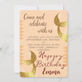 Invitation Sirène Dorée, Célébrez Avec Nous, Sous La Mer