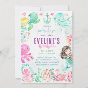 Invitation Sirène et Amis sous l'Océan