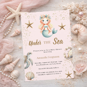 Invitation Sirène Fête de naissance sous l'océan animaux mari