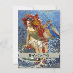 Invitation Sirène gothique bleu Aquarius Art