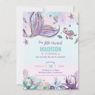 Invitation Sirène lunaire sous la fête d'anniversaire de la m