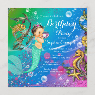 Invitation Sirène sous la fête d'anniversaire de la mer