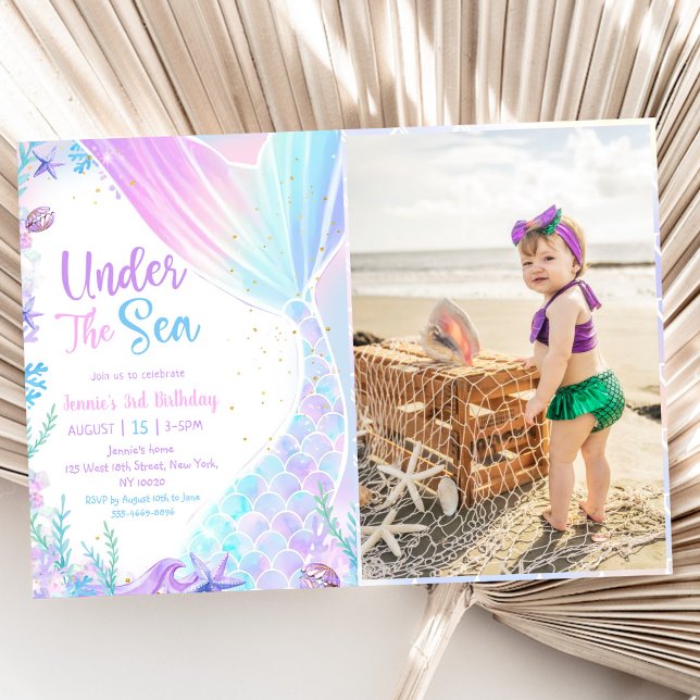 Invitation Sirène sous la mer 3ème fête d'anniversaire Photo (Créateur téléchargé)