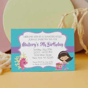 Invitation Sirène sous la mer Anniversaire