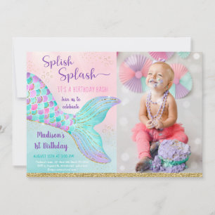 Invitation Sirène Sous La Mer Or Rose Anniversaire