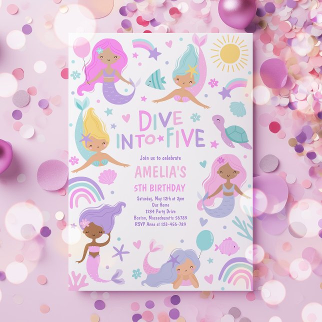 Invitation Sirène Sous La Mer Plongée Dans Cinq Ans (Créateur téléchargé)