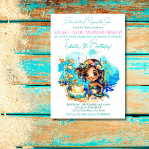Invitation Sirène sous la peau brune de mer jolie fête fille