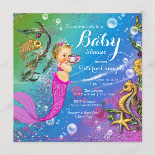 Invitation Sirène sous le Baby shower de sirène de mer