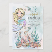 Sirène Sous L'Invitation D'Anniversaire De La Mer